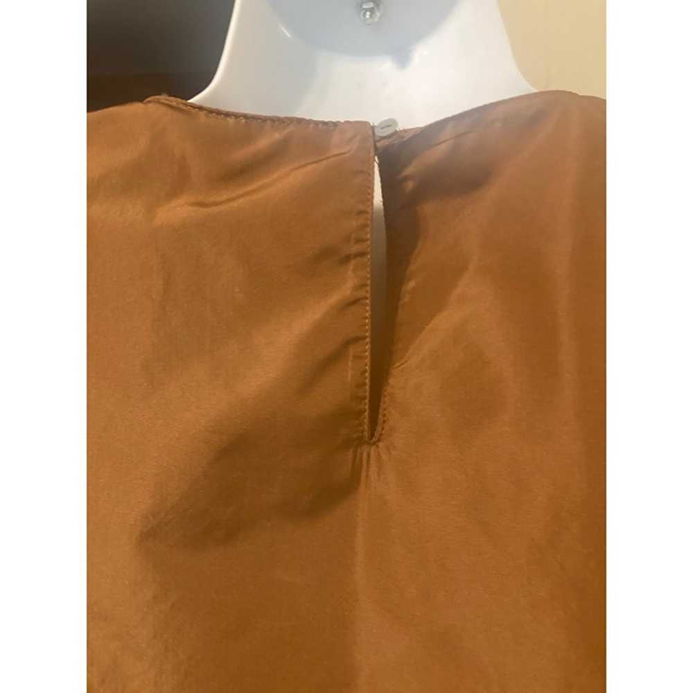 ZARA Brown Voluminous Taffeta Midi Dress Puff Sle… - image 10