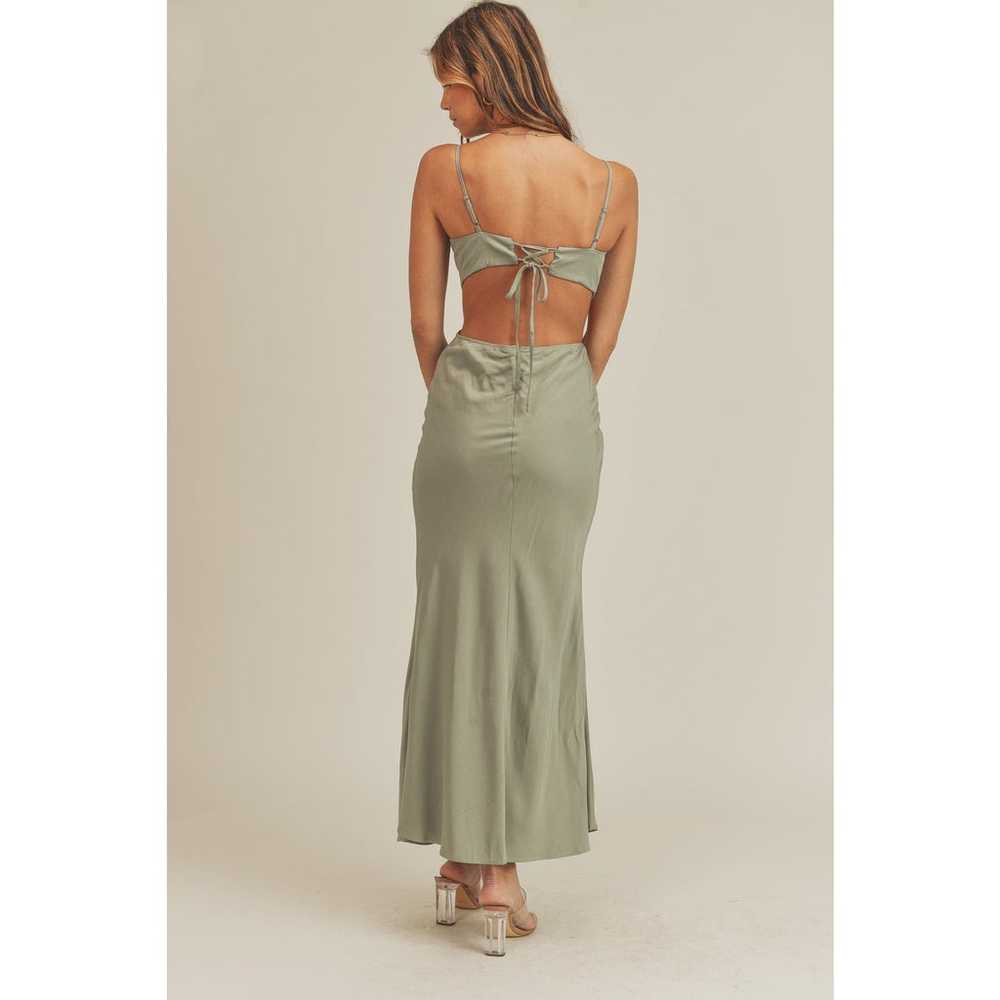 Mable Green Linen Side Cut Out Maxi M - image 2