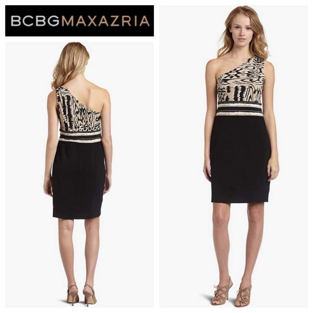 BCBGMaxAzria One Shoulder Animal Print Dress - image 1