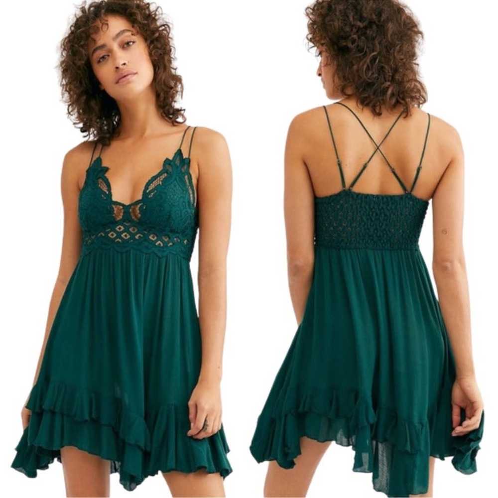 Free People Adella Slip Mini Dress in Dark Green - image 2