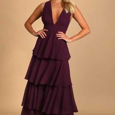 Amazing Evening Dark Purple Tiered Maxi Dress - image 1