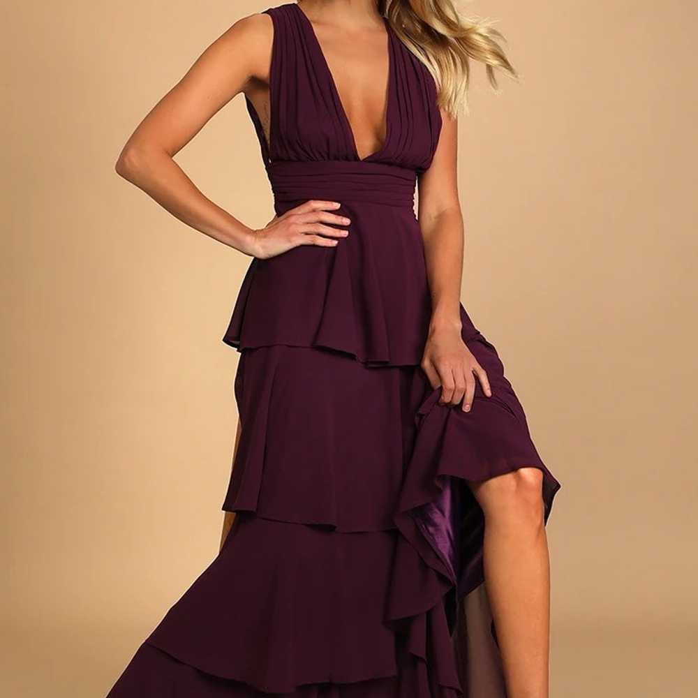 Amazing Evening Dark Purple Tiered Maxi Dress - image 3