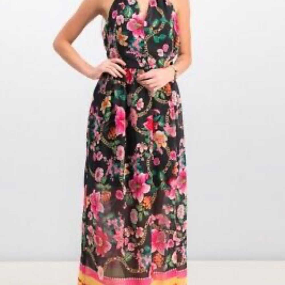 NWTT Nicole Miller Floral Halter Style Maxi Dress… - image 1