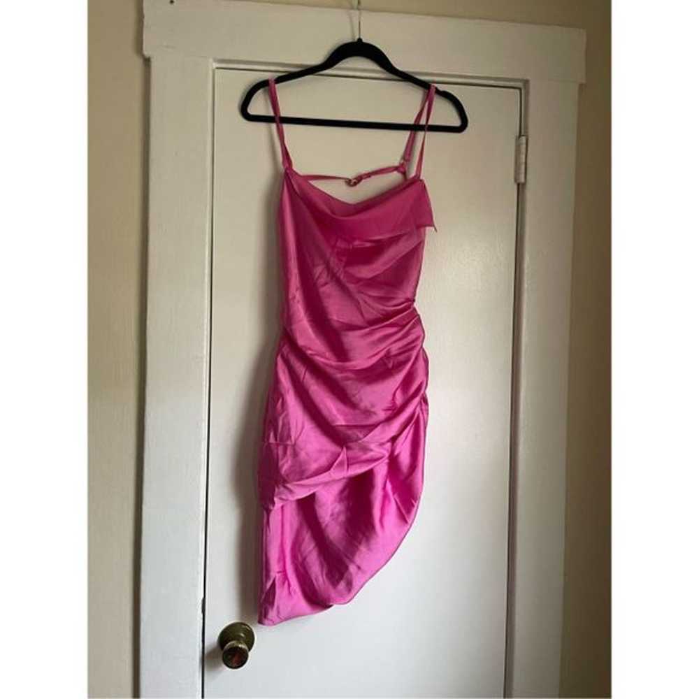 Barbie Pink Scrunched Mini Slit Sackless Dress Si… - image 1