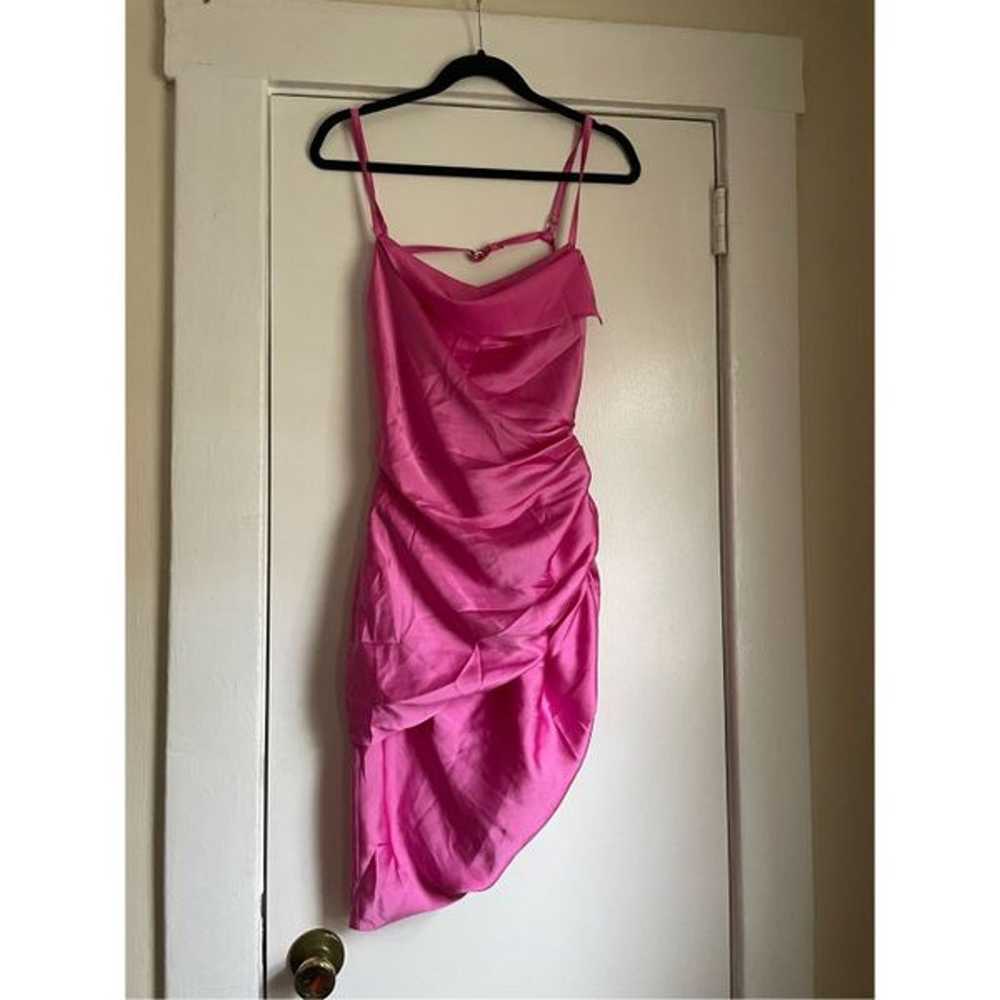 Barbie Pink Scrunched Mini Slit Sackless Dress Si… - image 2