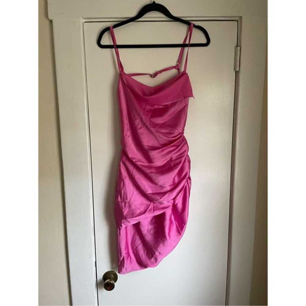 Barbie Pink Scrunched Mini Slit Sackless Dress Si… - image 3