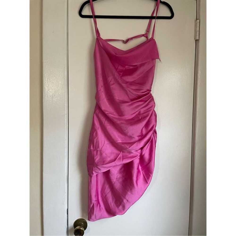 Barbie Pink Scrunched Mini Slit Sackless Dress Si… - image 4