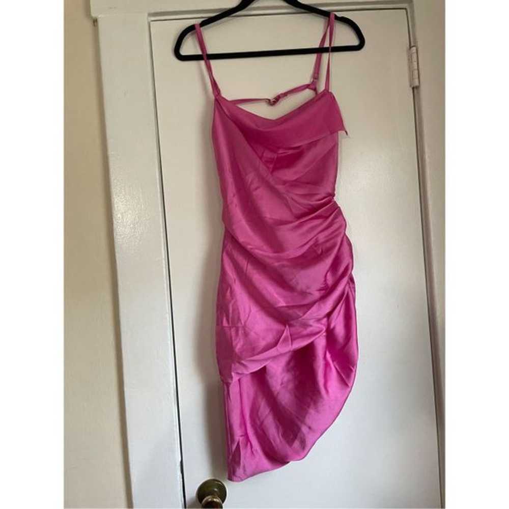 Barbie Pink Scrunched Mini Slit Sackless Dress Si… - image 6