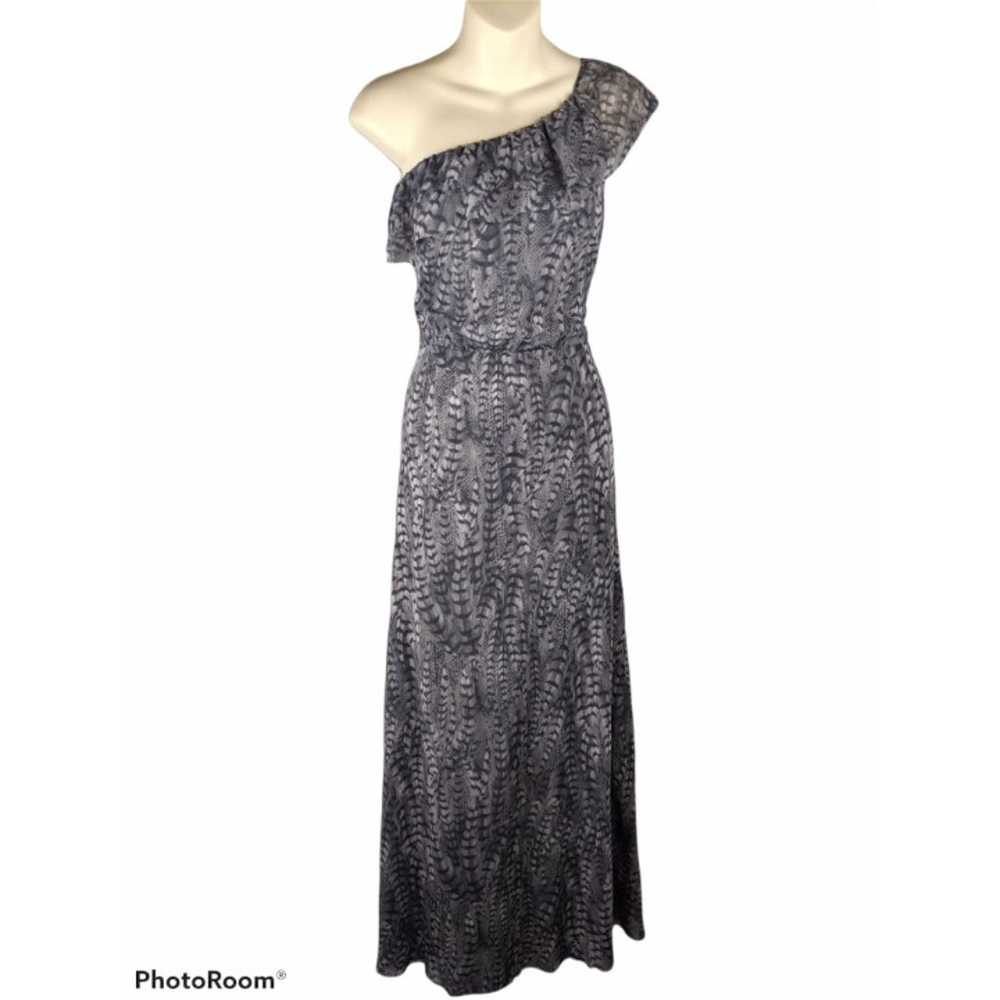 Anthropologie Sweet Pea Gray Maxi Dress M feather… - image 1