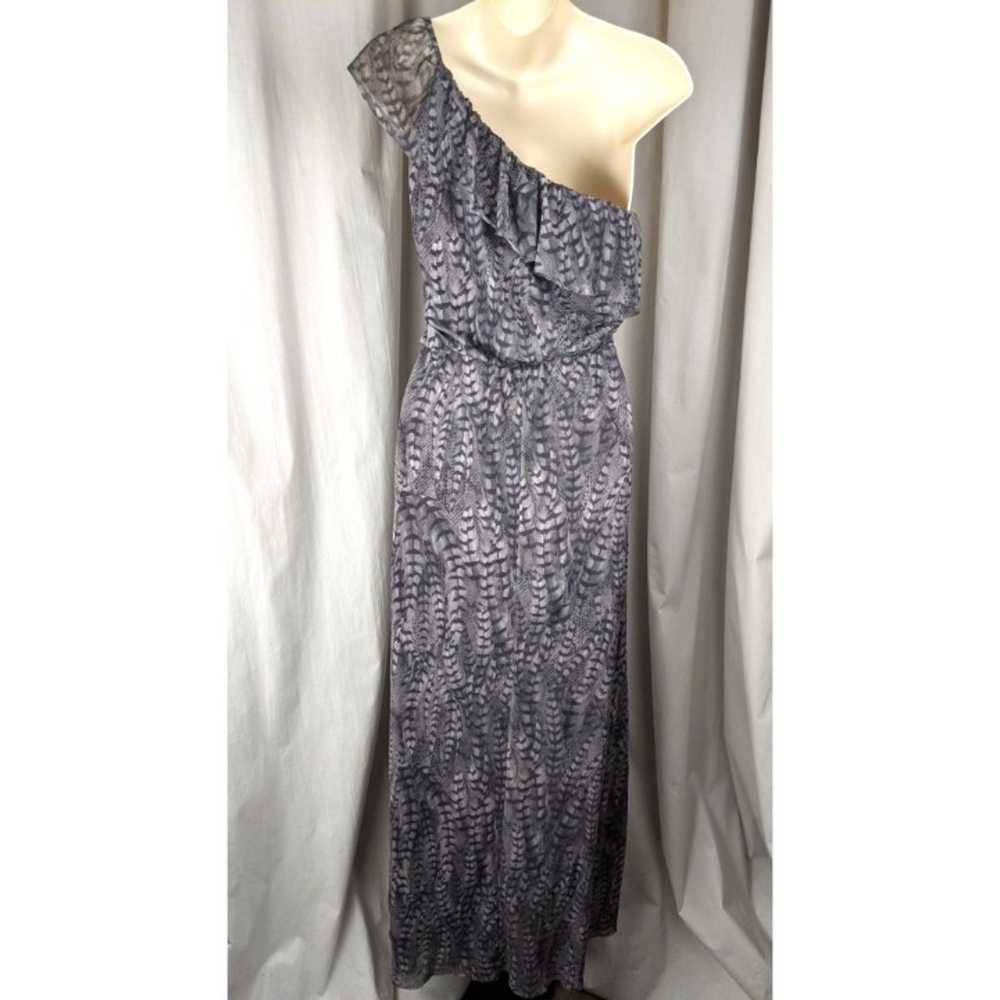Anthropologie Sweet Pea Gray Maxi Dress M feather… - image 2