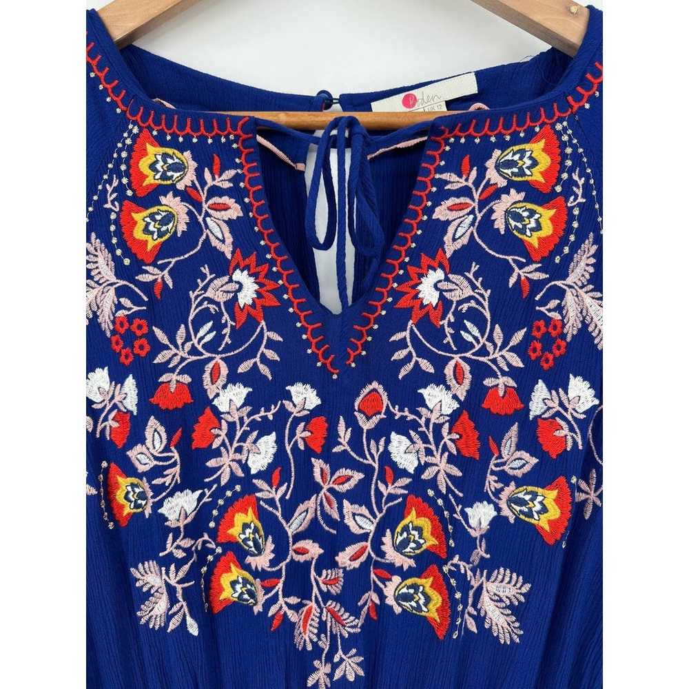 Boden Natalie Embroidered Jumpsuit Blue Wide Leg … - image 4