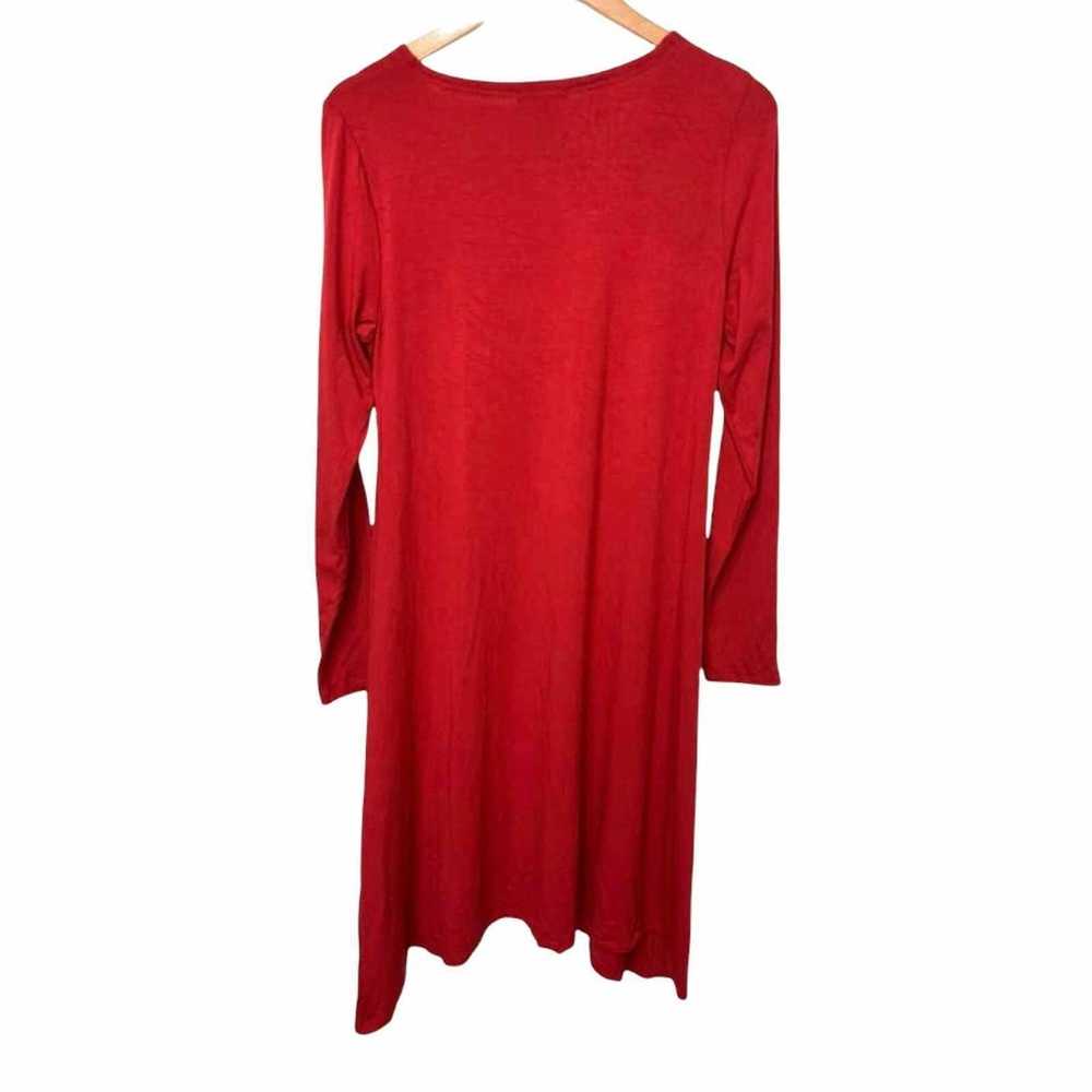 Eileen Fisher Red Sharkbite Hem Long Sleeve Dress… - image 2