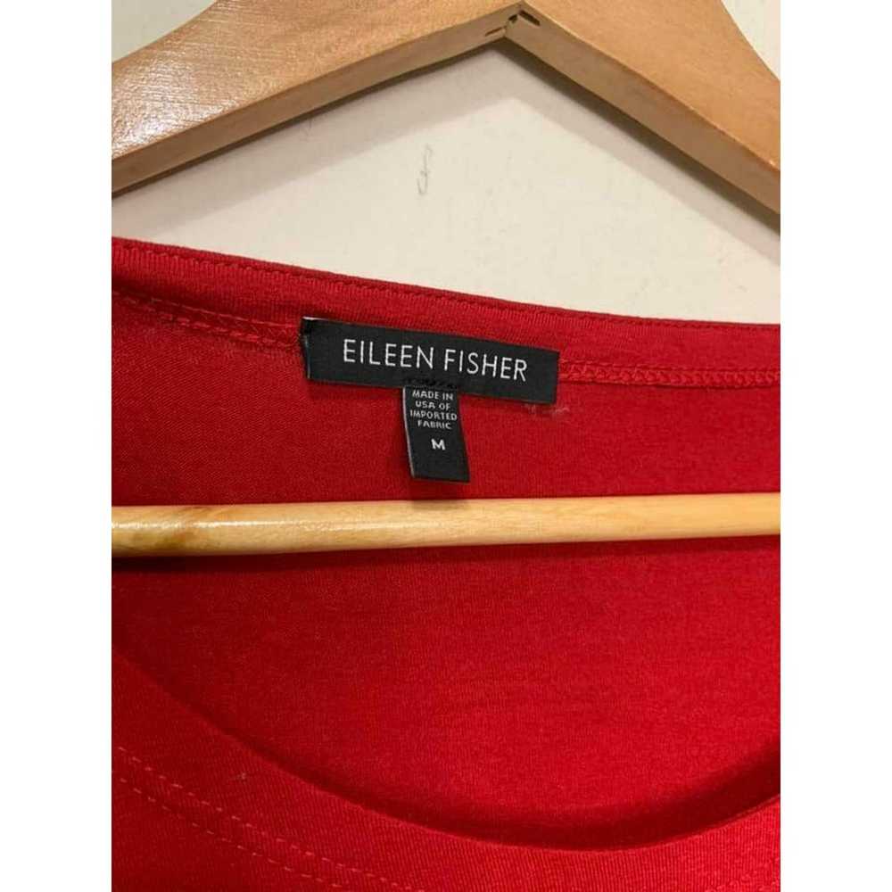 Eileen Fisher Red Sharkbite Hem Long Sleeve Dress… - image 3
