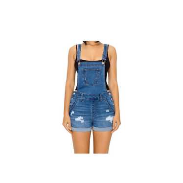 Vintage Wax Jeans denim distressed overall shorts… - image 1
