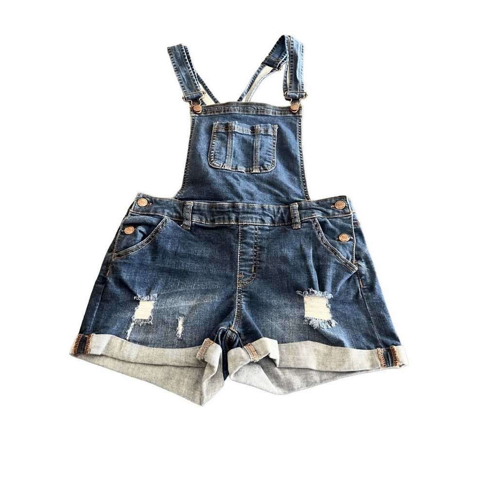 Vintage Wax Jeans denim distressed overall shorts… - image 3