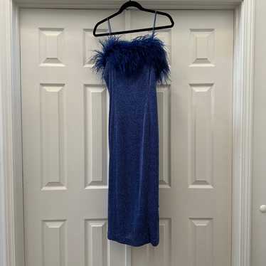 Vintage Sparkle Feather Y2K midi dress