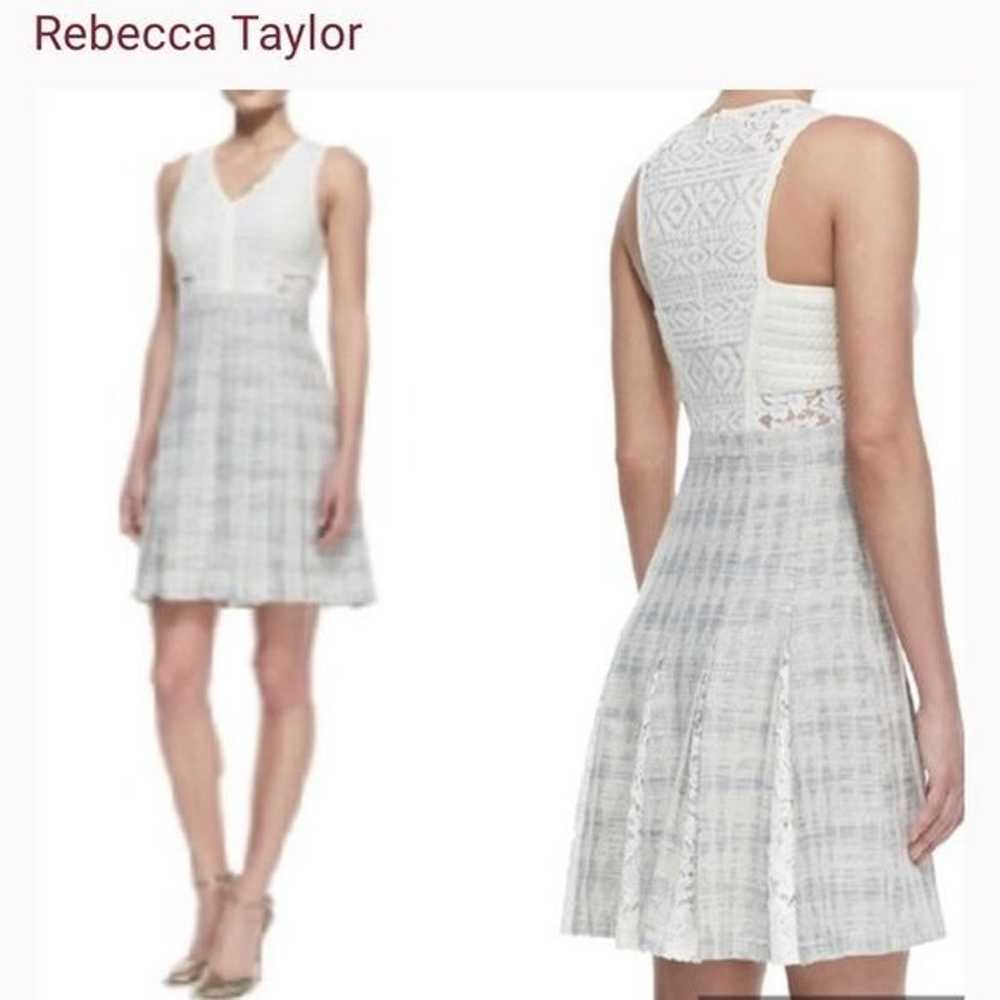 REBECCA TAYLOR Tweed & Lace Cream Fit & Flare Dre… - image 1