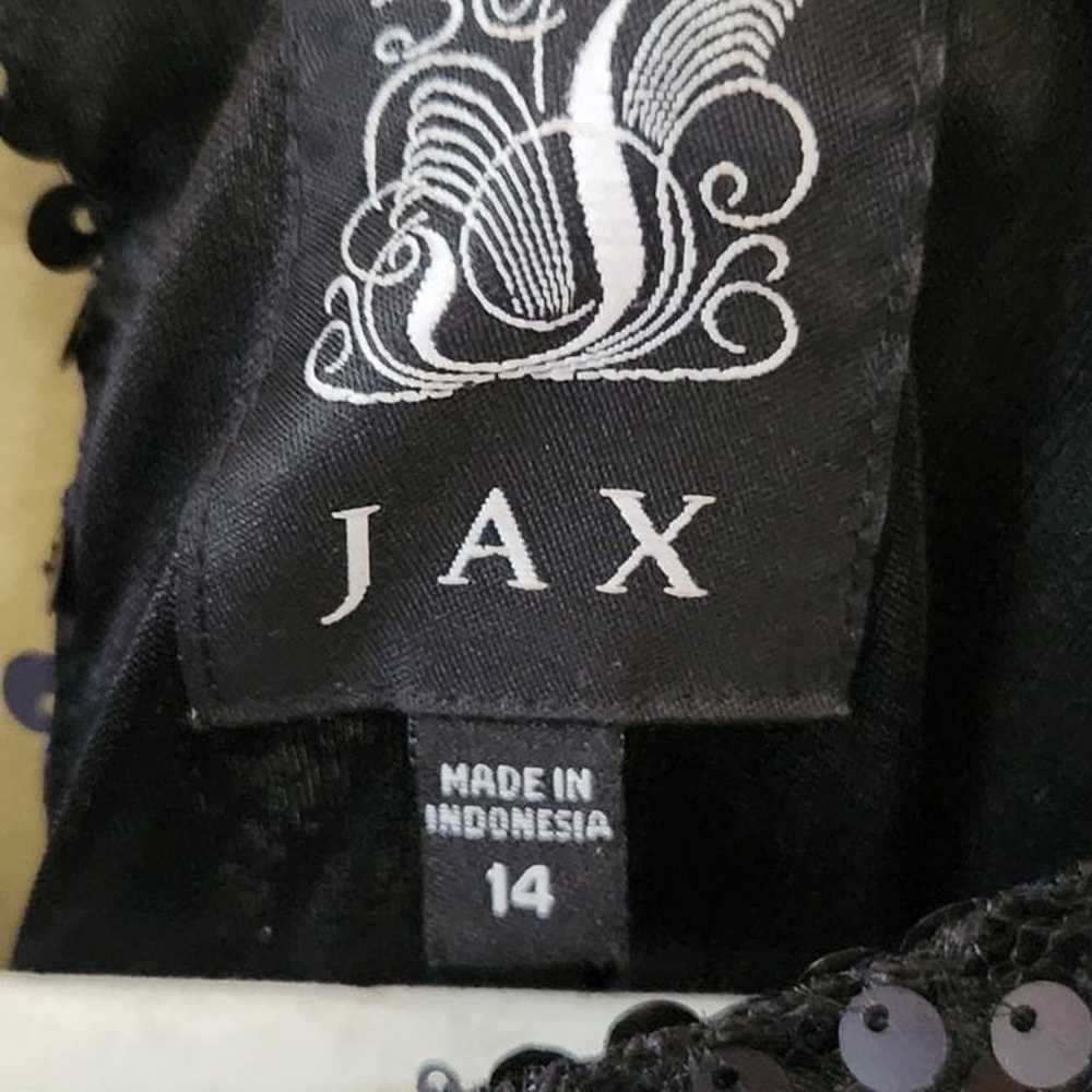 JAX Black Sequin Sheer Sleeve Sheath Dress Size 14 - image 5