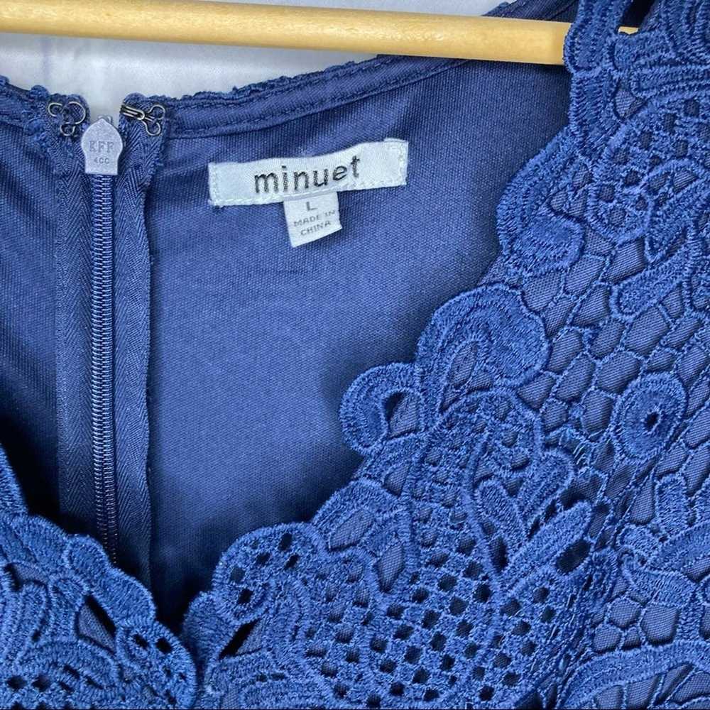 Minuet Navy Blue Lace Embroidered Sleeveless V-Ne… - image 7