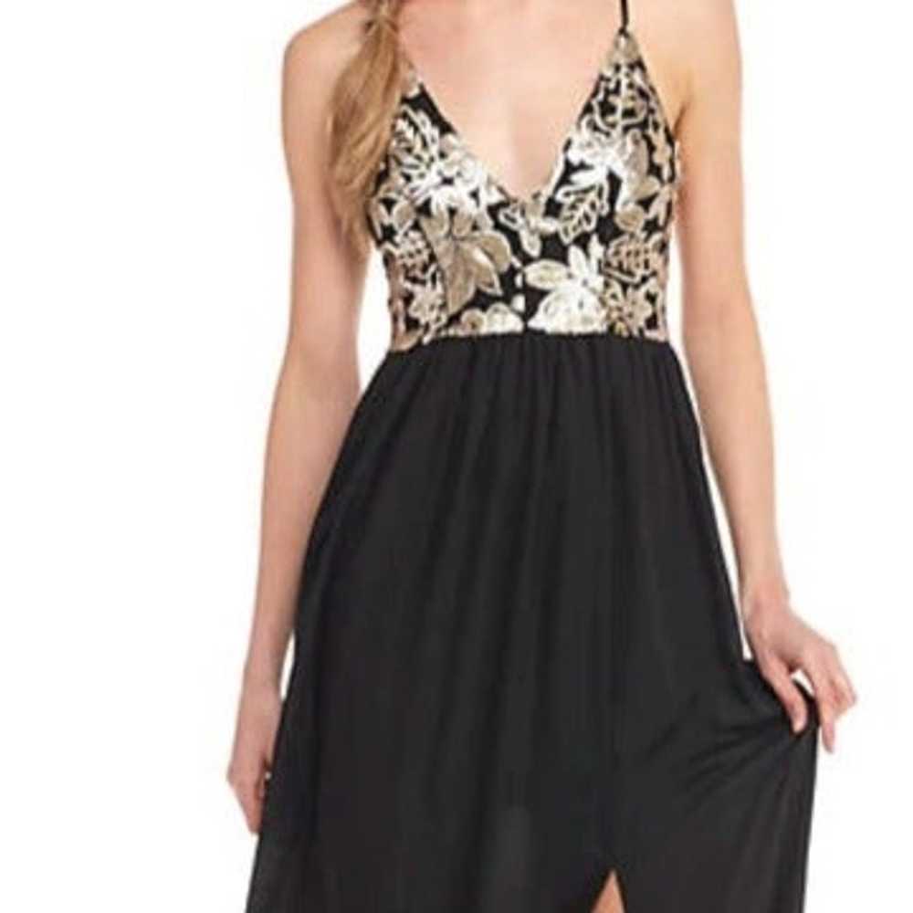 Holiday Black & Gold Sequined Maxi Dress - image 2