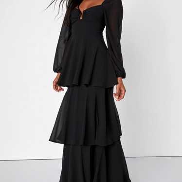 Black long sleeve tiered maxi dress - image 1