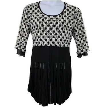 Dzhavael Couture XL Dress Black White Polka Dot P… - image 1