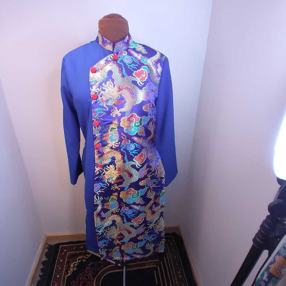 Vtg Asisn style dress with dragon brocad - image 1