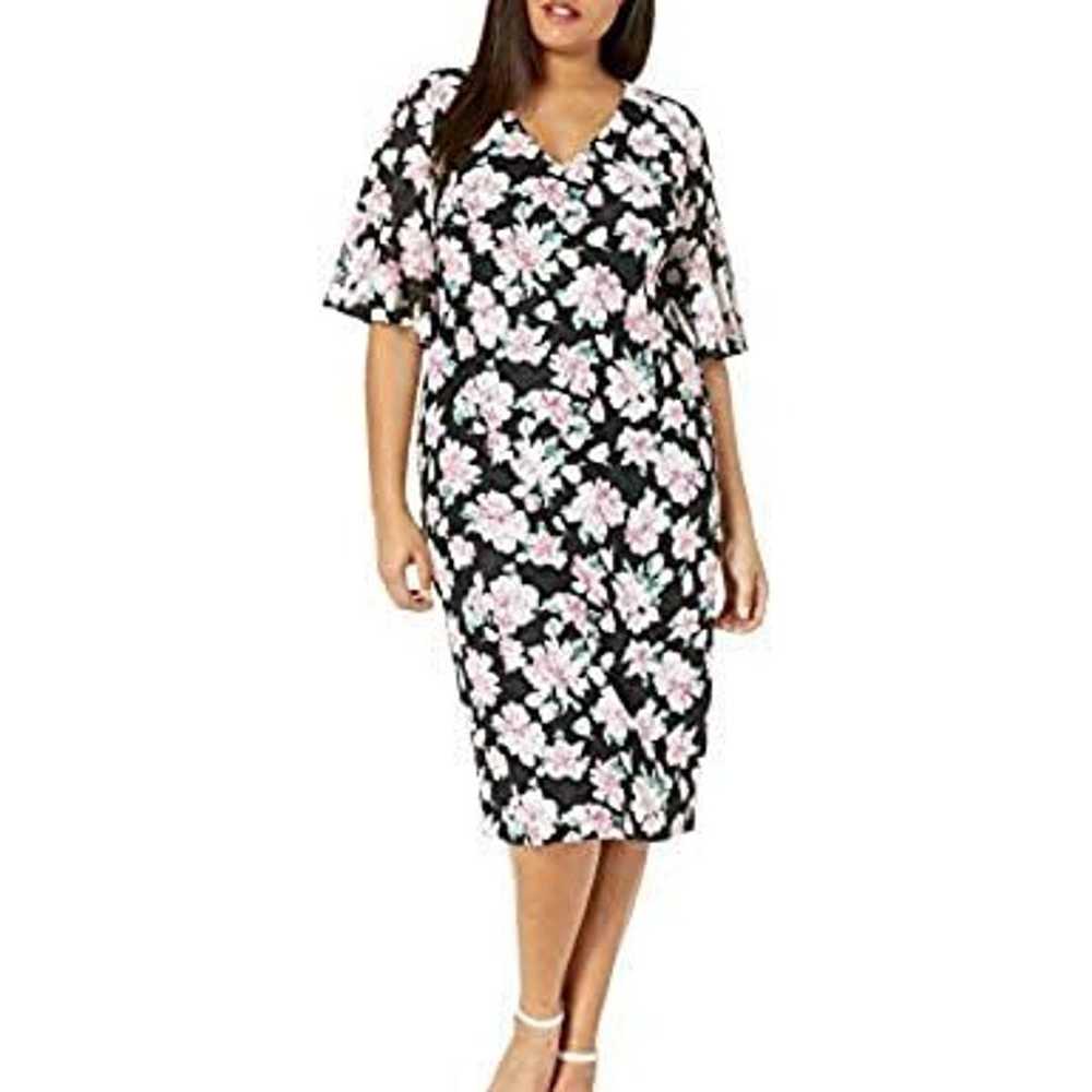 Ruffle Sleeve Printed Lace Dress - image 1