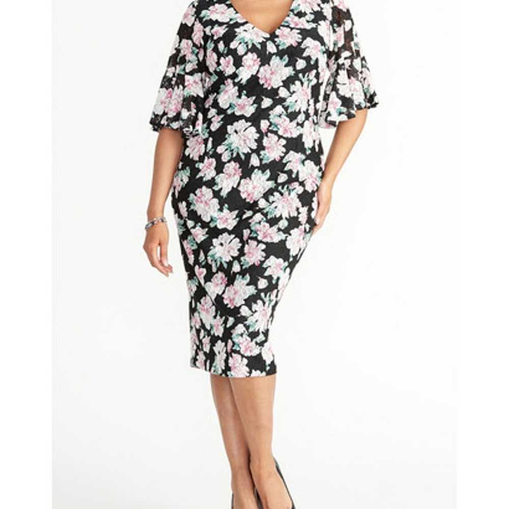 Ruffle Sleeve Printed Lace Dress - image 2