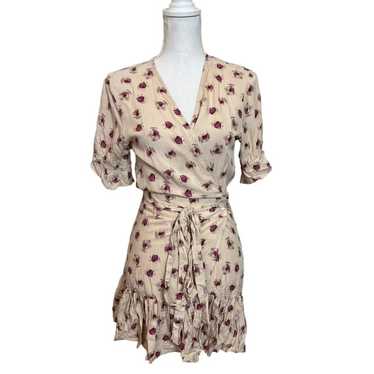 Stillwater Floral Goddess Mini Wrap Dress Ruffle … - image 1