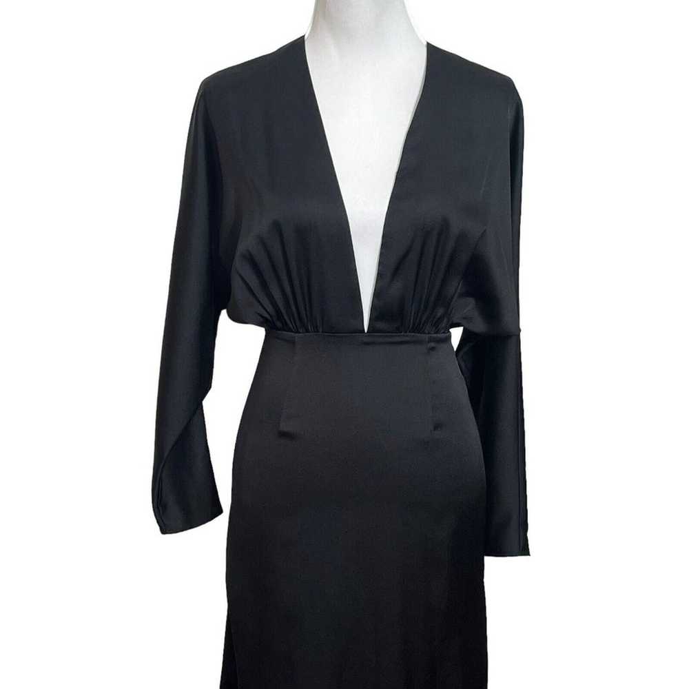 AQ/AQ Madison Plunge Neck Satin Maxi Dress Black … - image 2