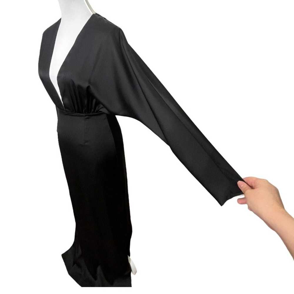 AQ/AQ Madison Plunge Neck Satin Maxi Dress Black … - image 4