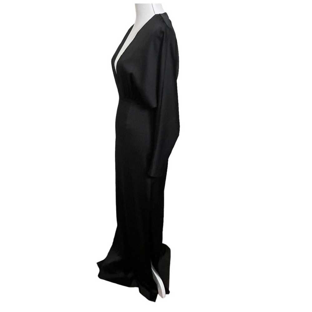 AQ/AQ Madison Plunge Neck Satin Maxi Dress Black … - image 5