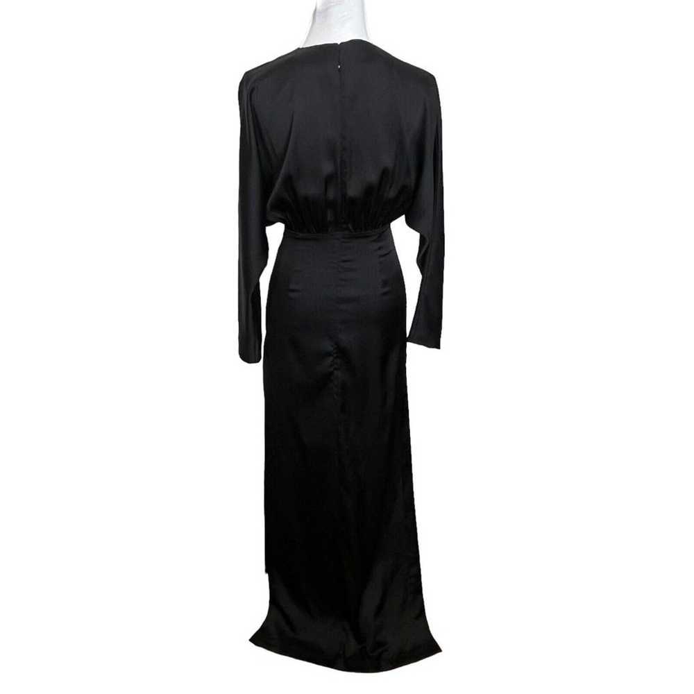 AQ/AQ Madison Plunge Neck Satin Maxi Dress Black … - image 6