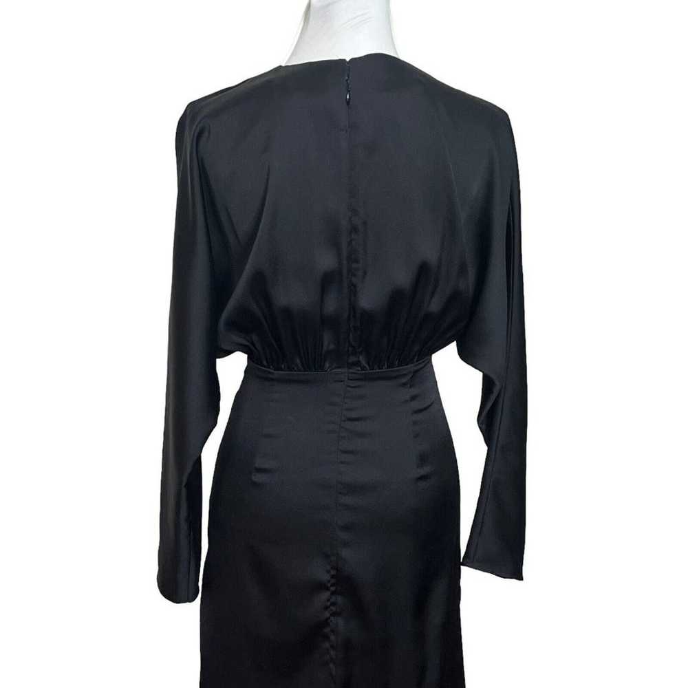 AQ/AQ Madison Plunge Neck Satin Maxi Dress Black … - image 7
