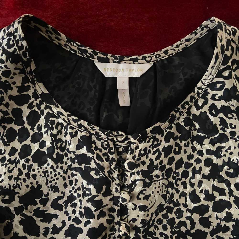 Rebecca Taylor Leopard Print Silk Dress Size 2 - image 4