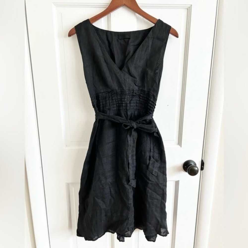 CP shades black linen midi fit and flare dress - image 1