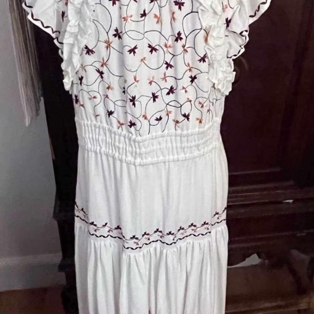 Anthropologie Embroidered Linen Midi Dress - image 10