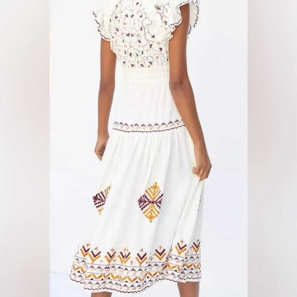 Anthropologie Embroidered Linen Midi Dress - image 2