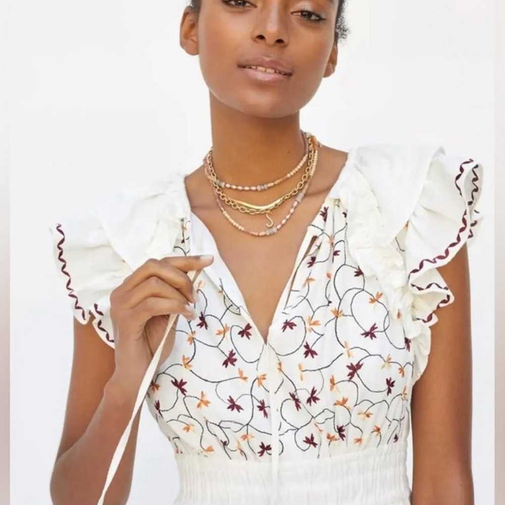 Anthropologie Embroidered Linen Midi Dress - image 3