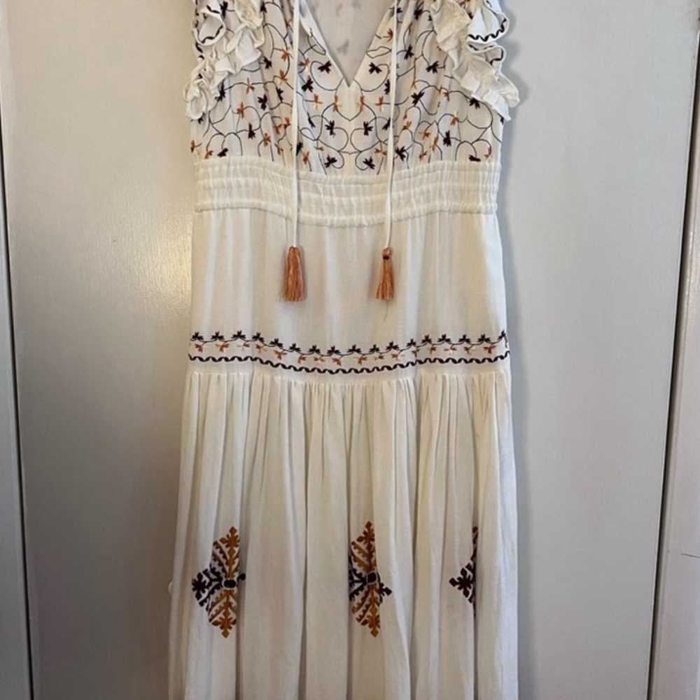 Anthropologie Embroidered Linen Midi Dress - image 4