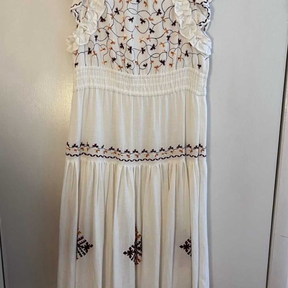Anthropologie Embroidered Linen Midi Dress - image 7