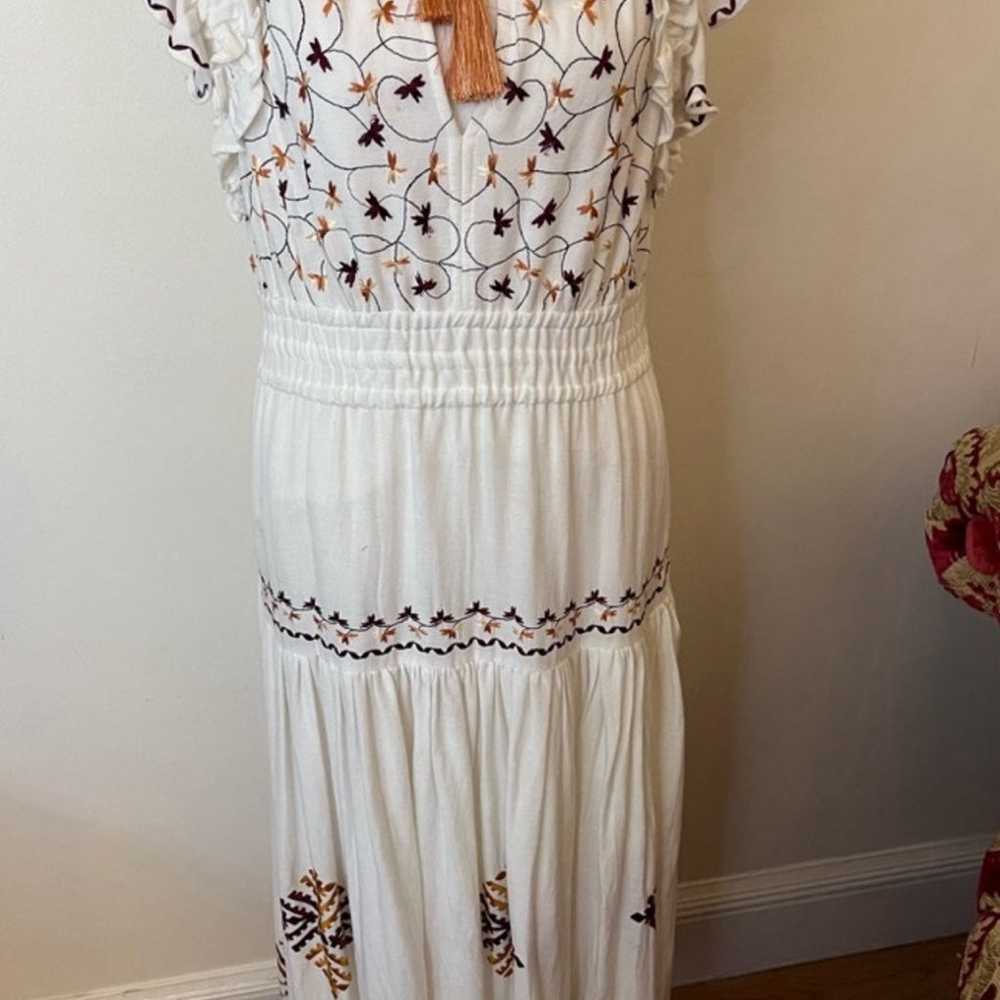 Anthropologie Embroidered Linen Midi Dress - image 9