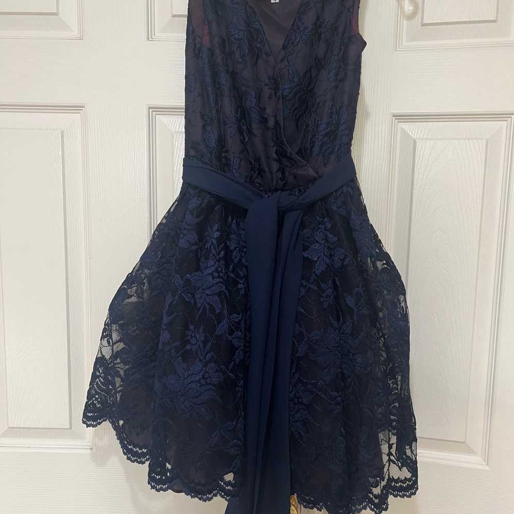 A.B.S Evening Collections Blue Lace tulle sleeves… - image 1