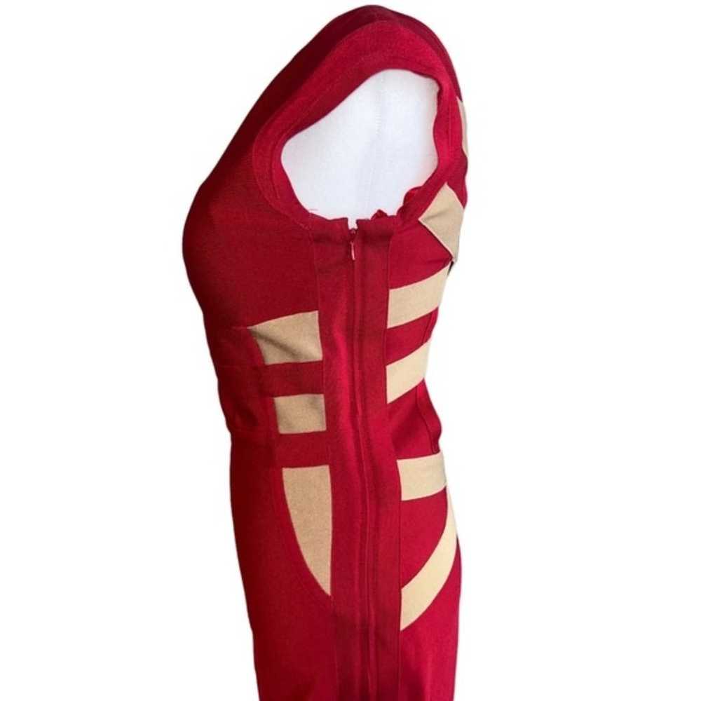 Mac Duggal Red Bodycon Midi Dress Size 4 - image 3