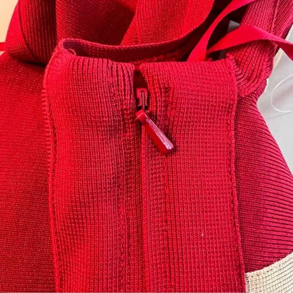 Mac Duggal Red Bodycon Midi Dress Size 4 - image 7