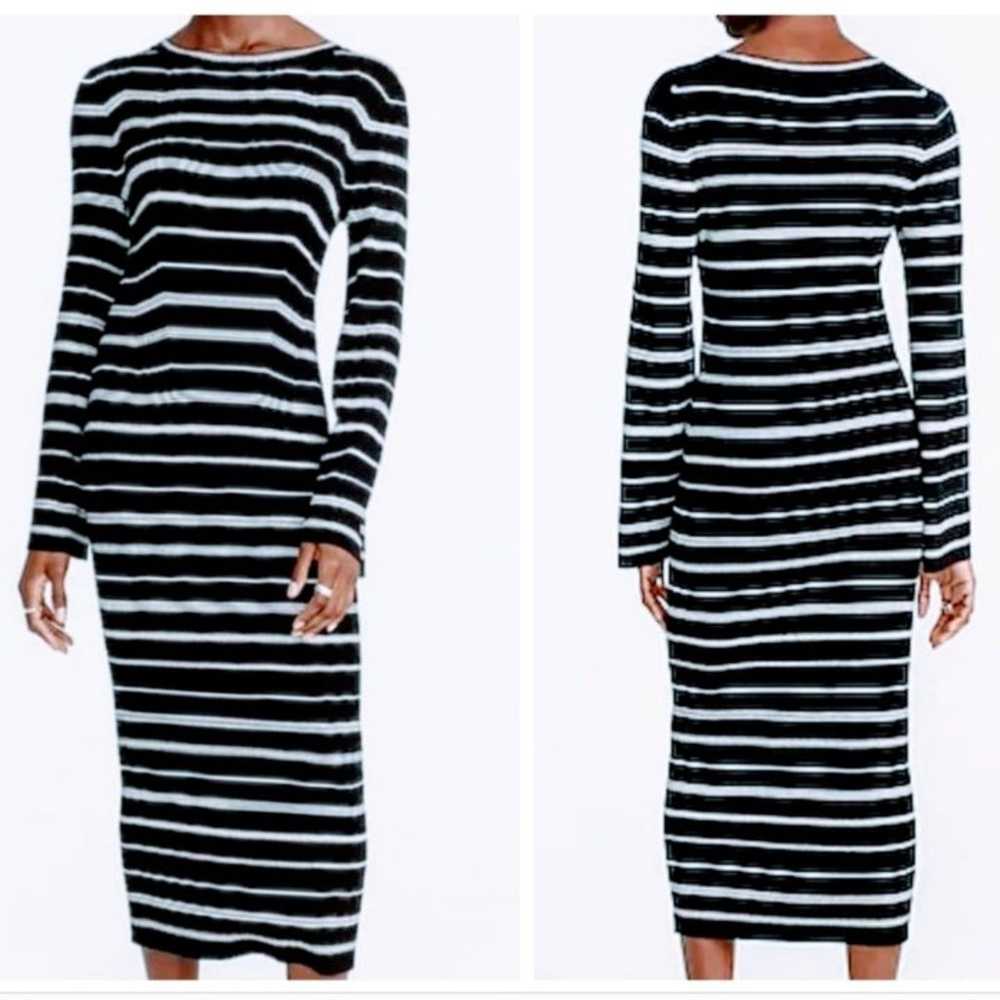 J. Crew Mixed Stripe Sweater Dress Bell Sleeve Ri… - image 12