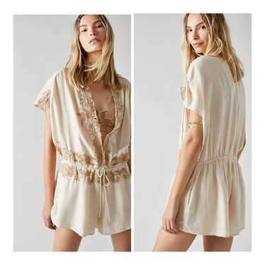 NEW Free People Weila Romper off white  Floral Em… - image 1