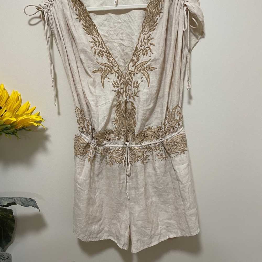 NEW Free People Weila Romper off white  Floral Em… - image 6