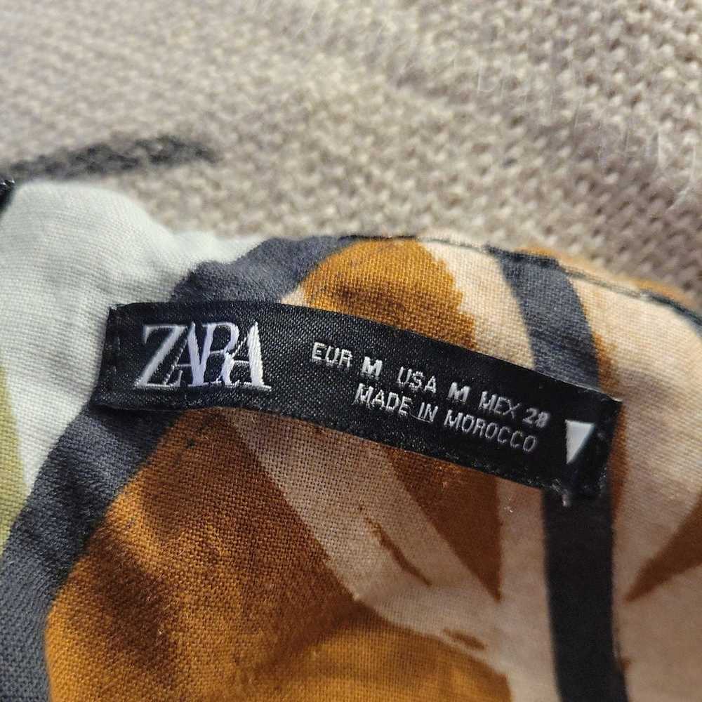 Zara Tropical mini dress Print Cutout med brown b… - image 6